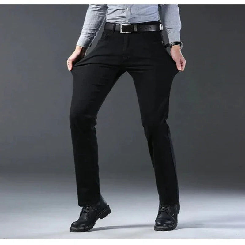 Men's Classic Straight Fit Stretch Jeans – Midweight Denim Trousers for Work & Casual