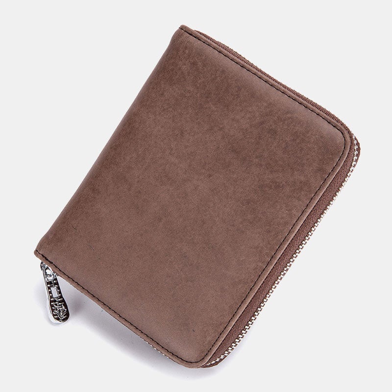 Men Genuine Leather RFID Anti-theft Organ Shape Multi-card Slots Coin Purse Card Wallet