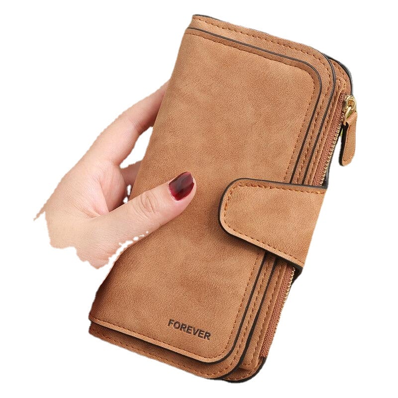 Women Trifold Dull Polish Faux Leather Long Wallet Card Holder Purse Clutches Bags