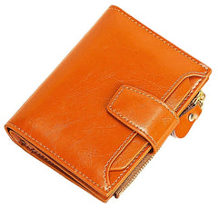 Women Genuine Leather Bifold Short Anti-magnetic Wallet Slot Card Case Coin Purse