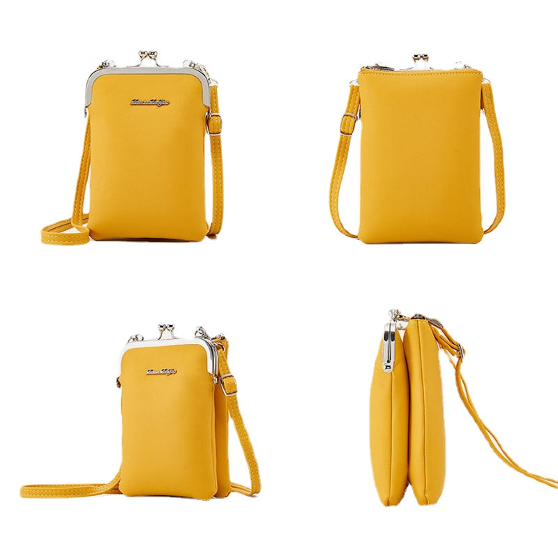 Women 9 Card Slots 6.3 Inch Phone Bag Solid Crossbody Shoulder