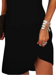 Women's Sleeveless Pure Color Slim Crew Neck Simple Split Dress