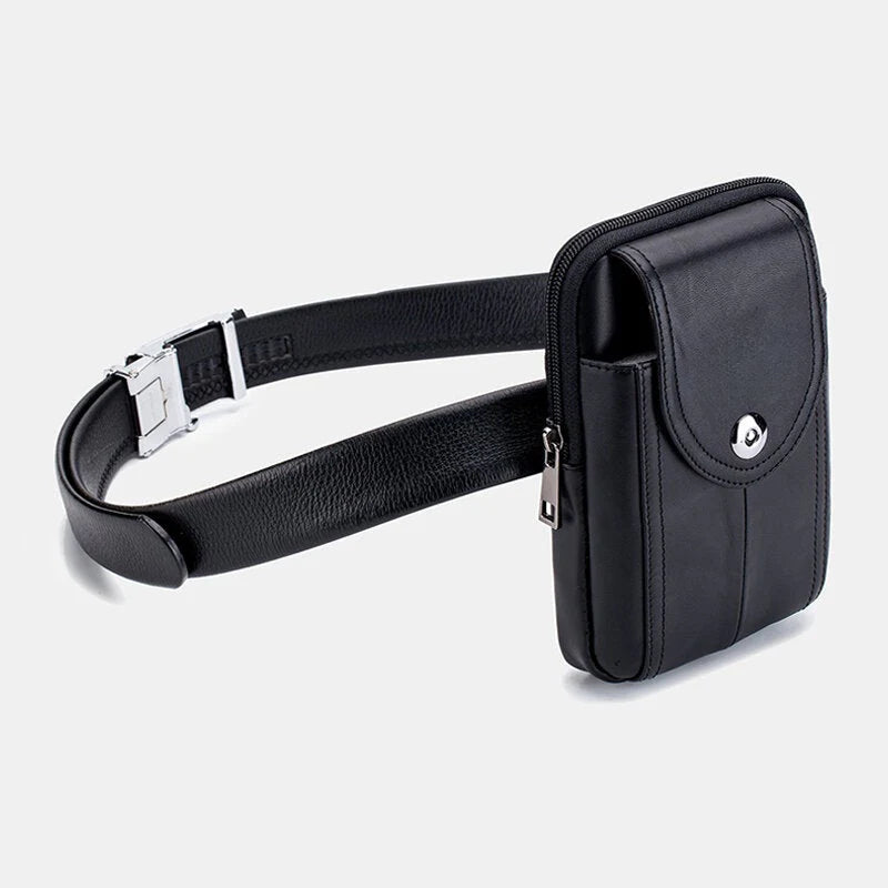 Men's Genuine Leather Phone Waist Bag - Business Style