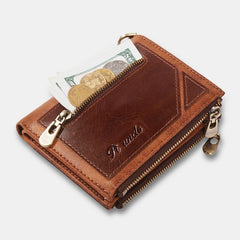 Men Bifold RFID Anti-theft Genuine Leather Wallets Short Large Capacity Multi-card Slot Card Holder Coin Purse Money Clip