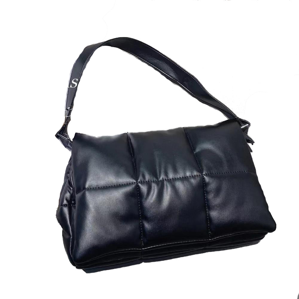 Simple Design Quilted Leather Sling Shoulder Bags Large Square Square Women Clutch Handbags and Purse
