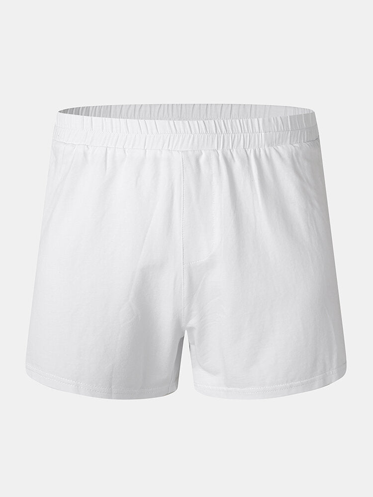 Mens Cotton Solid Color Thin Breathable Loose Comfy Home Shorts Boxers