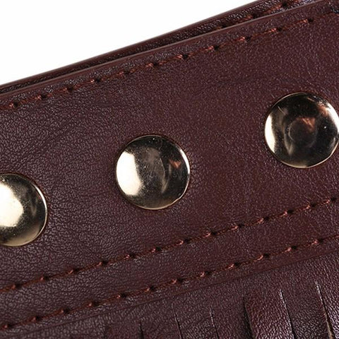 Women Tassel Fringed Belts Leather Snap Button Buckles