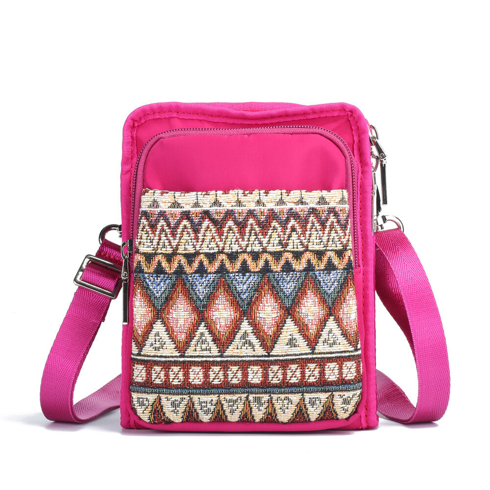 Women National Canvas Shoulder Bag Bohemian Card Holder Mini Sling Crossbody