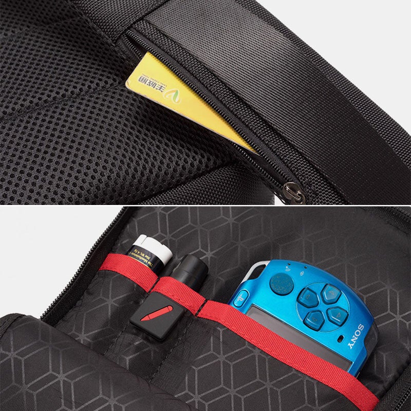 Men Multi-pockets Anti-theft Code Lock Design Breathable Chest Bag Waterproof Earphone Hole USB Charging Crossbody Bags