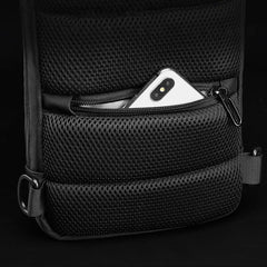 Men Oxford Multifunction Anti-theft Password Lock Chest Bag Casual Hidden Water Bottle Pocket Reflective Strip Design USB Charging Crossbody Shoulder Bag