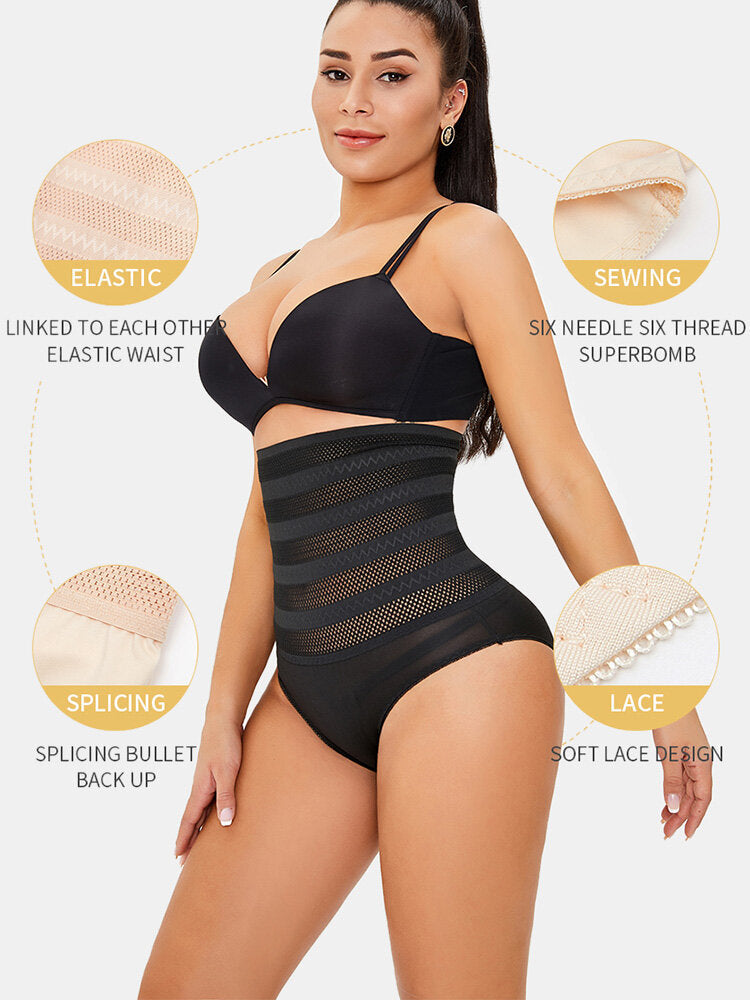 Women Mesh Breathable Belly Control Hip Lift High Waist Panty Shapewear