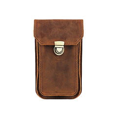 Men Genuine Leather 5.5 6.5 Inch Phone Bag Leather Hanging Waist