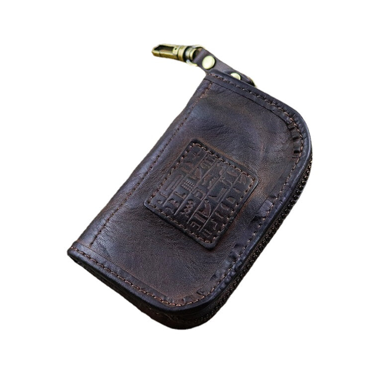 Men Genuine Leather Vintage Key Bag Wallet  Money Clip