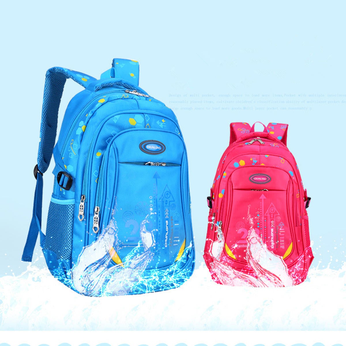 Nylon Large Waterproof Backpack Children School Bag For Middle Primary School Student