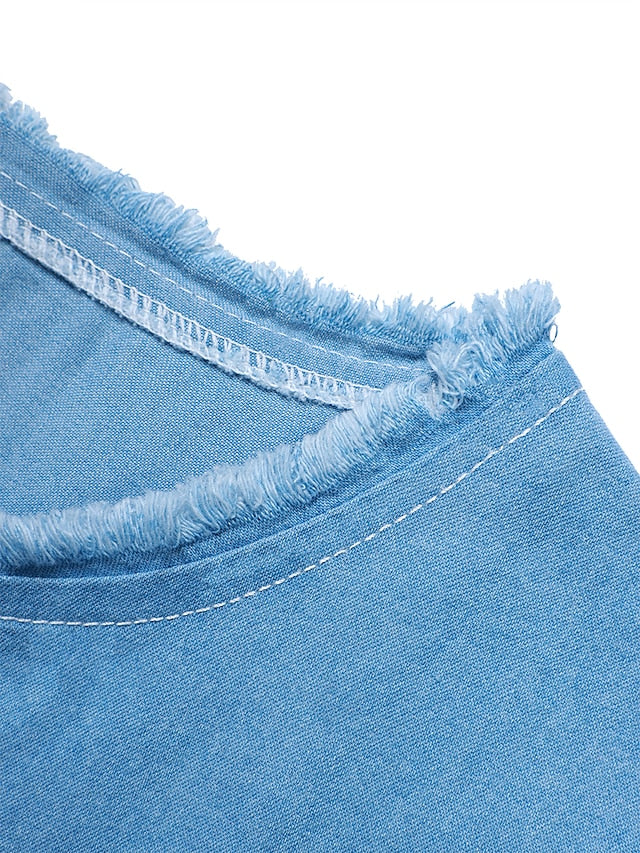 Women's Maxi Denim Dress - Sleeveless Shift with Pockets for Summer