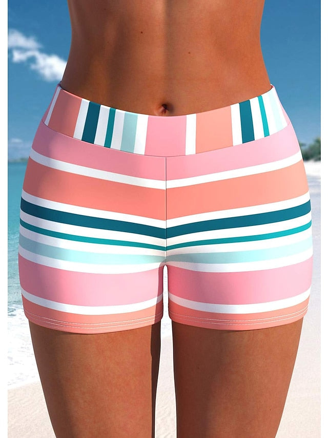 Women's Swimwear Tankini 2 Piece Normal Swimsuit 2 Piece Striped Pink Bathing Suits Sports Beach Wear Summer