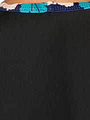 Women's Floral Rash Guard 2-Piece Swimsuit UV Protection Black Scoop Neck Padded Bathing Suit