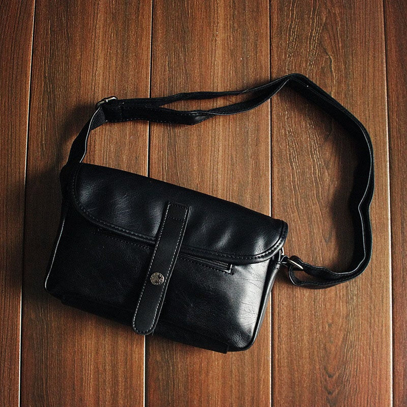 Men's PU Leather Crossbody Bag - Large Capacity Travel Shoulder Bag
