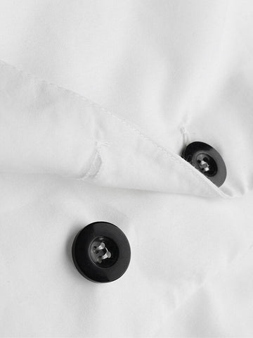 V-neck Oblique Placket Design Bell Sleeve Casual Dress