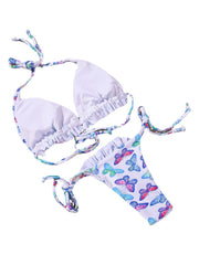 Butterfly Animal Print Halter Tie Summer Beach Swimwear Women Bikini