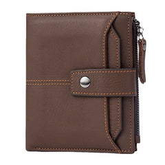Men Short Bifold RFID Blocking Wallet Retro Casual Multi-card Slot Card Holder Cowhide Driver's License Wallet