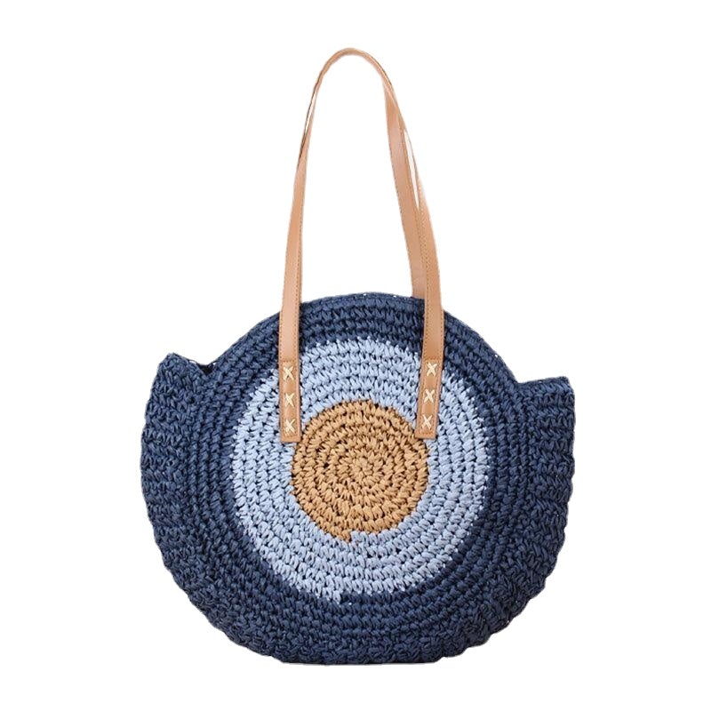 Women Simplicity Stripe Straw Bag Handbags Tote Retro Beach Bag