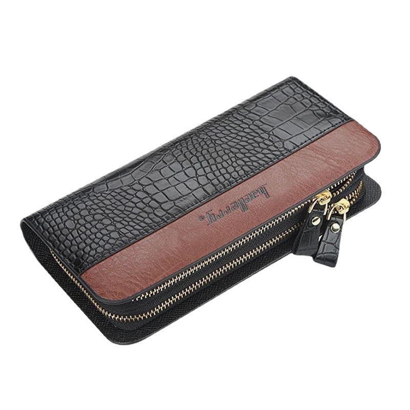 Men Faux Leather Long Zipper Phone Bag Wallet Clutches Bag For Business