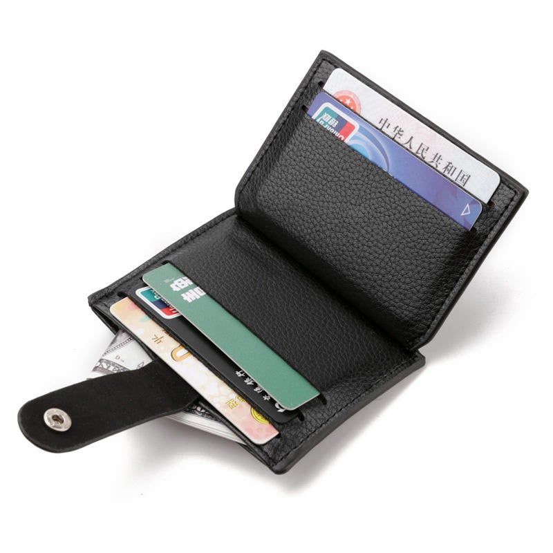 Men Faux Leather Mini Hasp Card Holder Zipper Wallet