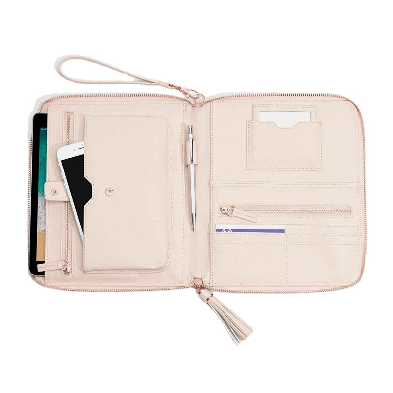 Women Leather Solid Color Multifunction Tassel 6 Card Slots Pen Phone Bag Clutch