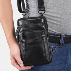 Genuine Leather Waist Bag Multi-pocket Belt Phone Shoulder For Men