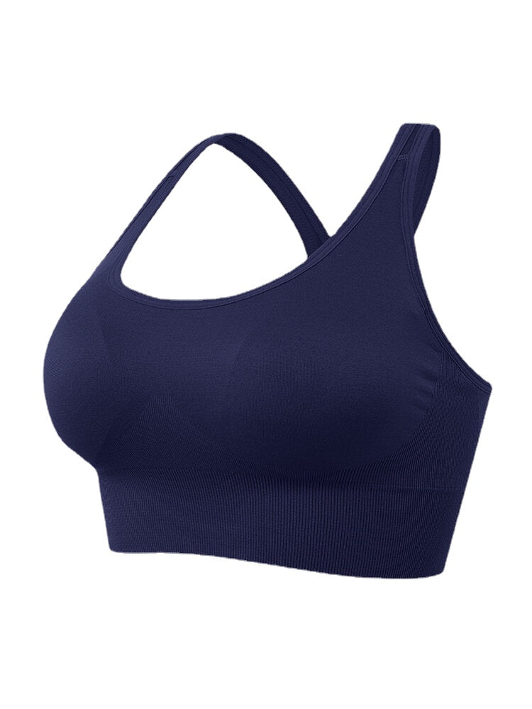 Women Solid Color Seamless Wireless Back Closure Yoga Sport Bra