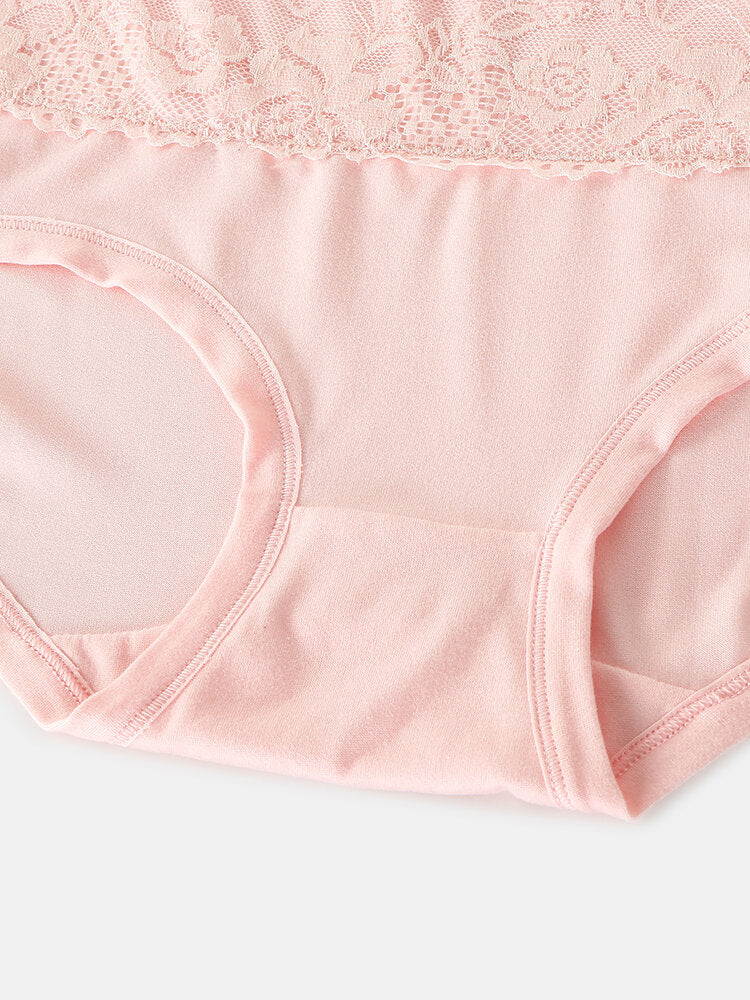 Plus Size Women's Floral Lace High Waist Cozy Panties