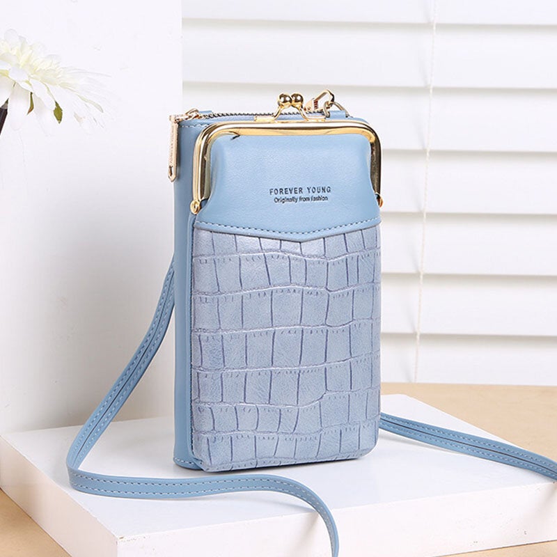 Women Large Capacity Zipper Wallet Portable 6.5 Inch Phone Shoulder Crossbody Bag