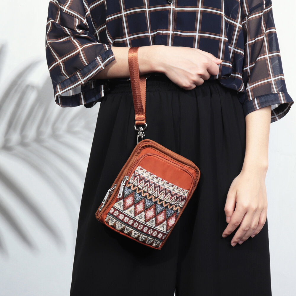 Women National Canvas Shoulder Bag Bohemian Card Holder Mini Sling Crossbody