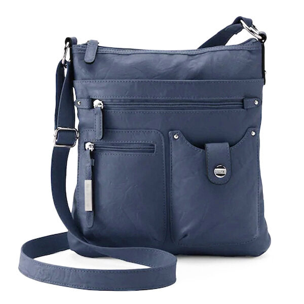 Women Faux Leather Multi-pocket Shoulder Bag Crossbody Handbag Large Capacity