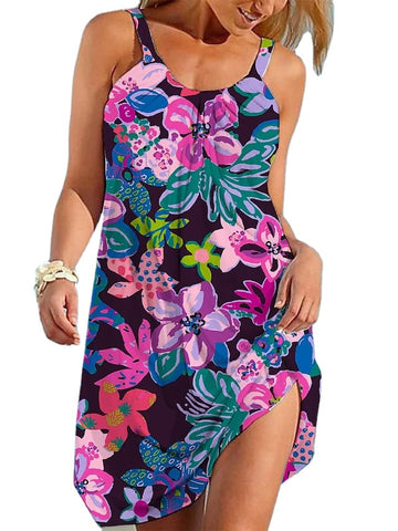 Women's Casual Dress Shift Dress Sundress Floral Print Strap Mini Dress Active Fashion Outdoor Daily Sleeveless Loose Fit White Blue Purple Spring Summer