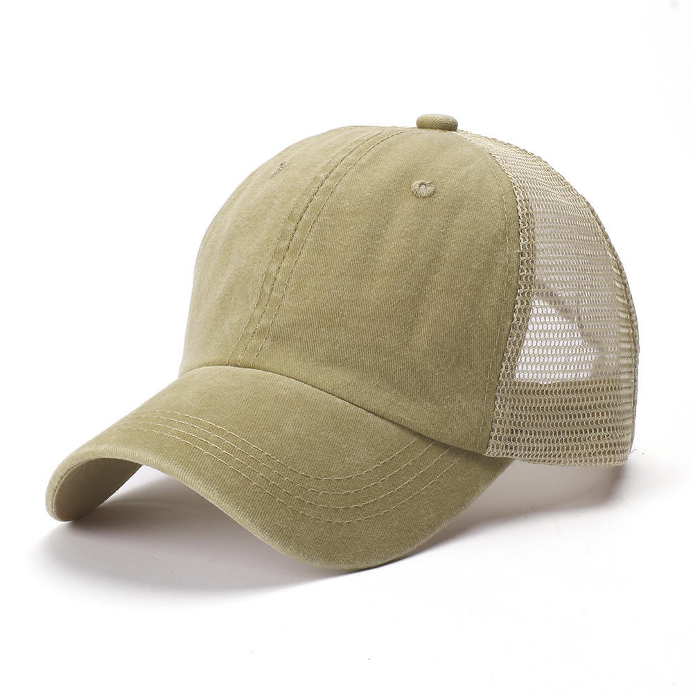 Unisex Solid Color Light Plate Mesh Baseball Cap Washable Old Baseball Cap Breathable Cotton Sun Hat