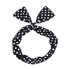 Women Cute Sweet Bow Headdress Dot Stripe Pattern With Adjustable Straight Wire Fabric Cross Tie Headband