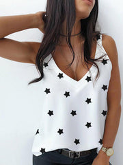 Casual Loose Star Printed Summer Tank Tops For Women