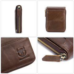 Men Genuine Leather RFID Blocking Antimagnetic Wallets Bifold Short Multi-caed Slot Credit Card Holder Coin Purse