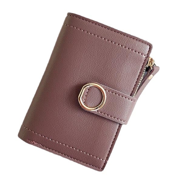 Women Ring Buckle Simple Zipper Wallet Purse Card Holder