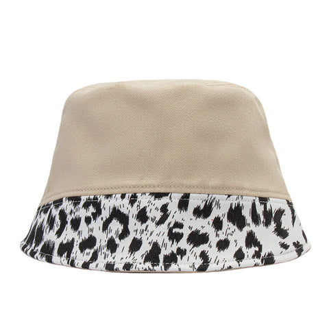 Women Patchwork Leopard Pattern Print Sun Hat Cotton Fashion All-match Sunscreen Bucket Hat