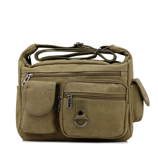 Men's Large Canvas Messenger Bag - Casual Travel Crossbody