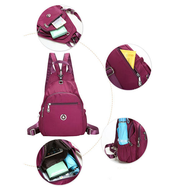 Women Nylon Light Chest Bags Outdoor Shoulder Sports Backpack