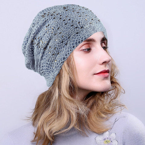New Knitting Cutout Beanie Hat Breathable Caps