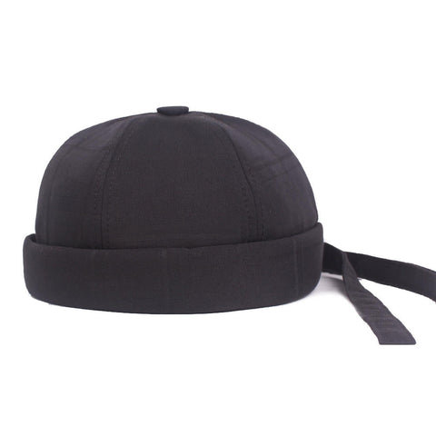 Unisex Warm Plaid Brimless Hats Adjustable Back Strap Hat Retro Casual Cap