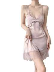 Women's Summer Slip Mini Dress Sexy Cozy Lace Backless Solid Colored Strap