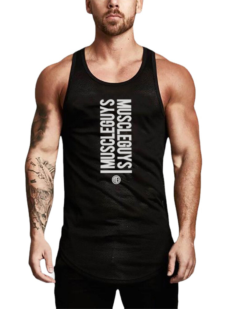 6 Colors Men Text Print Workout Fitness Sleeveless Sport Tank Tops