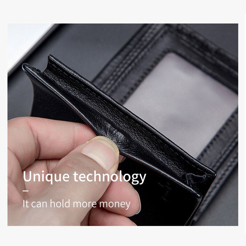 Men Genuine Leather Slim Wallet RFID Anti-theft Multi-card Slot Card Holder Coin Purse Clip Wallet