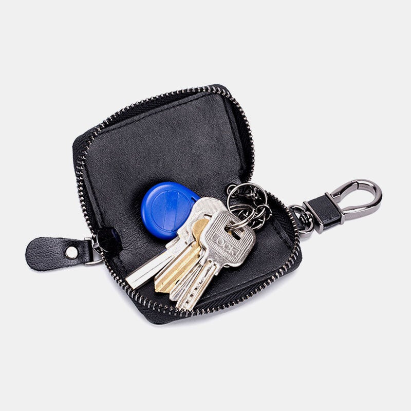 Men Genuine Leather Retro Mini Key Case Bag Large Capcity Fashion Car Keychain Wallet